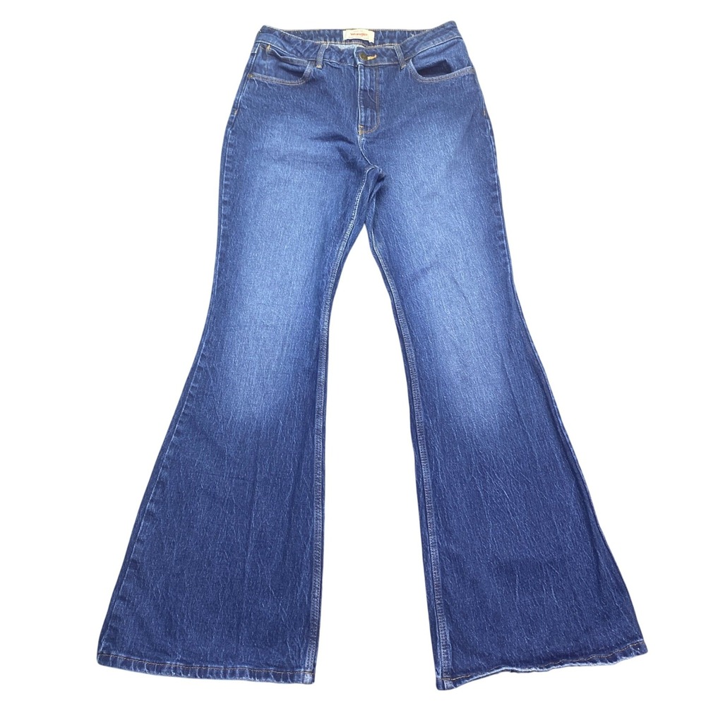 Wrangler High Rise Fierce Flare Jeans Blue Denim 6/28 Grunge Western Retro